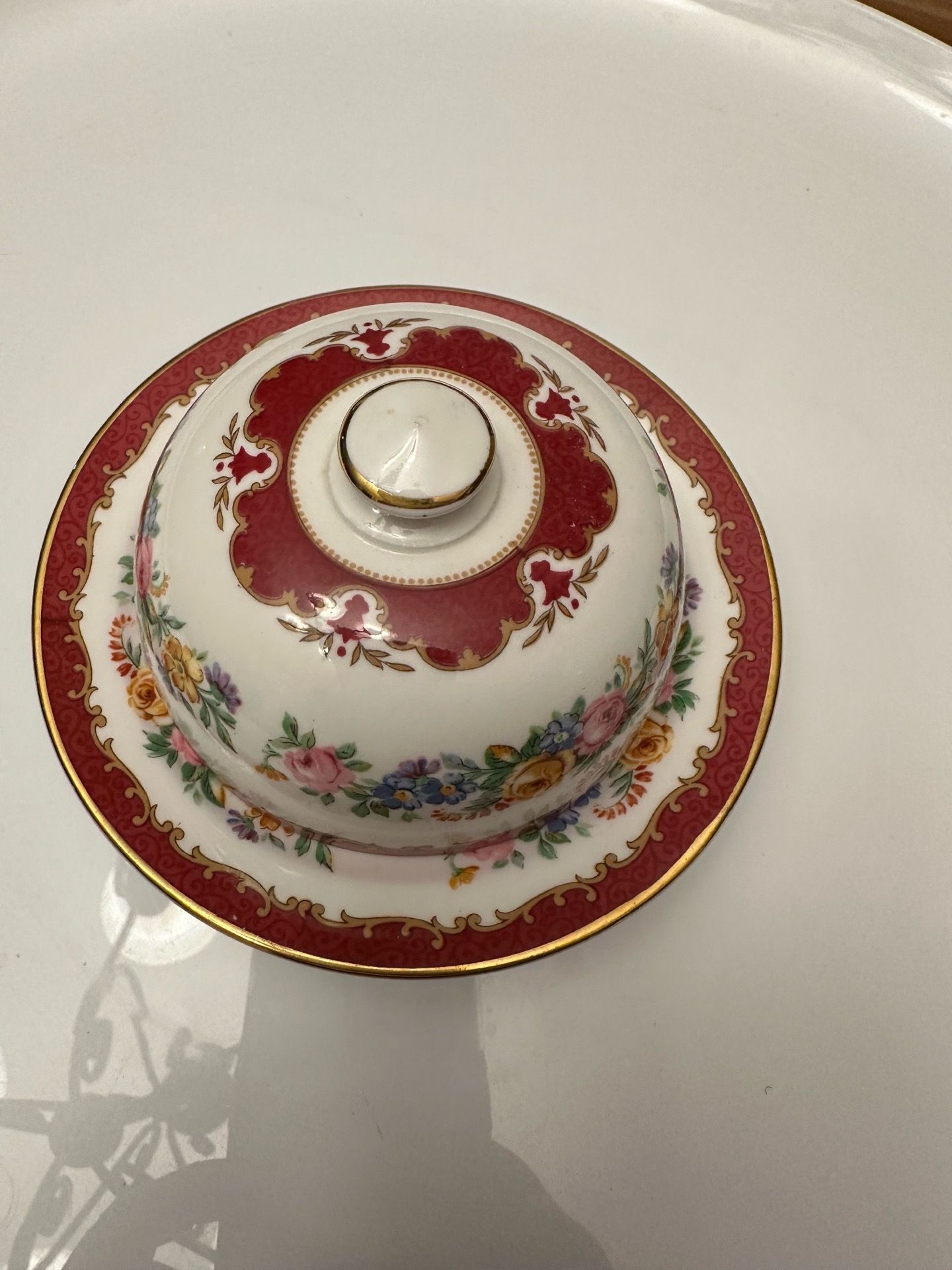 Antique - Crown Staffordshire - Bone China Butter Dish with Lid