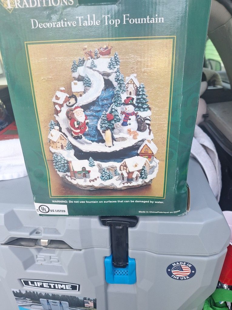 Holiday Traditions Decorative Table Top Christmas Fountain Santa's Castle Decor