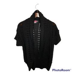 Say What? Open Knit Black Cardigan Sweater
