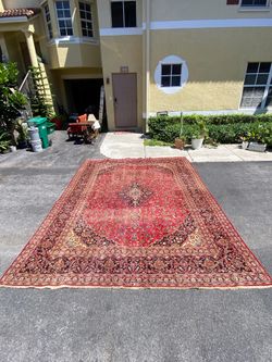 Vintage Persian Mashad Rug – Large Hand-Knotted Oriental Rug – $2,400