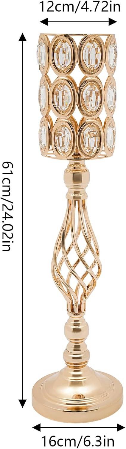 10pcs Gold Vases for Centerpieces, Metal Flower Stand with Bling Stones, Tall Vases