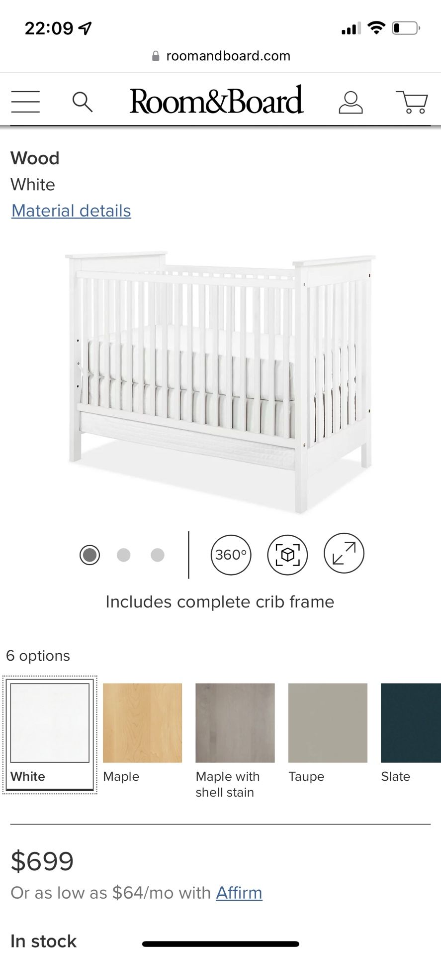 Room&Board Nest Baby Crib- Must go!