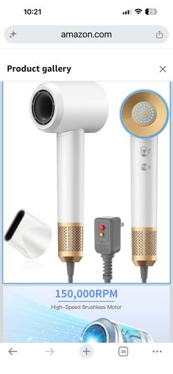 Hair Dryer, High-Speed Blow Dryer with 150,000 RPM for Fast Drying, 500 Million Negative Ionic Hair Dryer, Low Noise, with Magnetic Concentrator Nozzl
