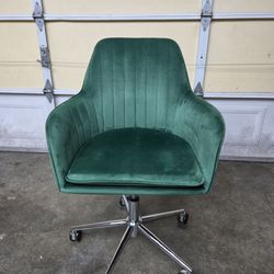 Green Velvet Office Chair with Chrome Base