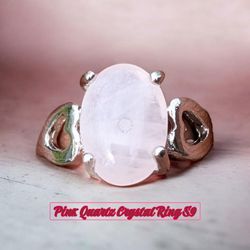 Gorgeous Light Pink Rose Quartz Crystal Ring