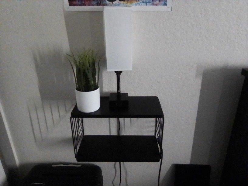 Floating Shelf 2x Lamp And Plant Included