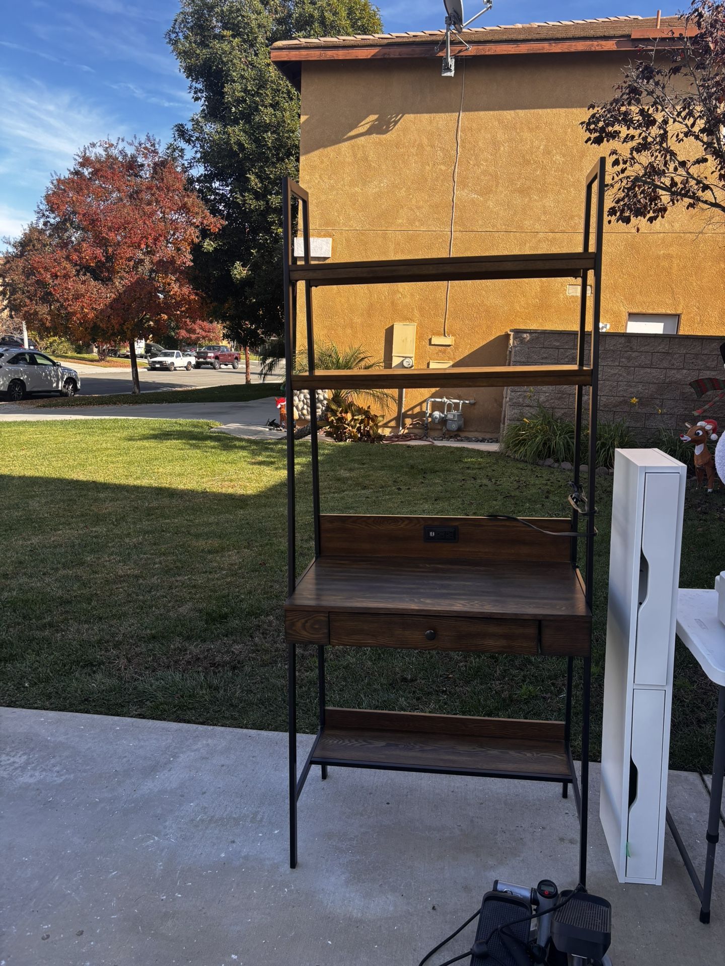 Wood And Metal Desk W/ Shelving