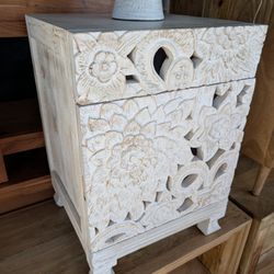 Mango Wood Carved Accent Table