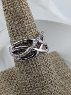 Sterling Silver 925 Ring with Cubic Zirconia Pave Diamonds