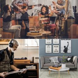 Record Player, Vintage Turntable 3-Speed Bluetooth Record Player with Speaker, Portable LP Vinyl Player, RCA Jack, Natural Wood