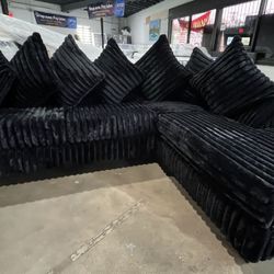 New ⭐️ Beautiful black corduroy 2pc Sectional sofa ⭐️ $0 Down financing available ⭐️ 