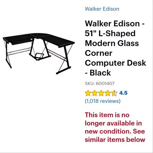 Glass Top L Desk