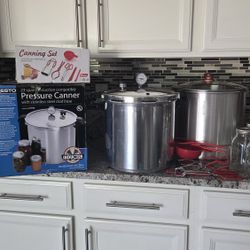 Presto 23-qt Pressure Canner Cooker,  Imusa 32-qt Steamer And Glass Lid, Glass Jars And More