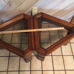 Wood End Tables Triangle Smoked Glass Tops