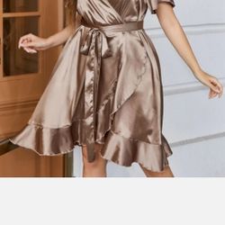 Satin Wrap Midi Dress