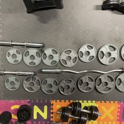 Olympic Weight Plates / Bar.          95 Dollars 