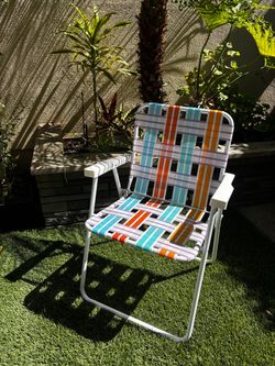 Folding Lawn Chair with Woven Straps