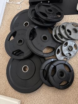 Bumper & Iron Weight Plate Set + Barbell