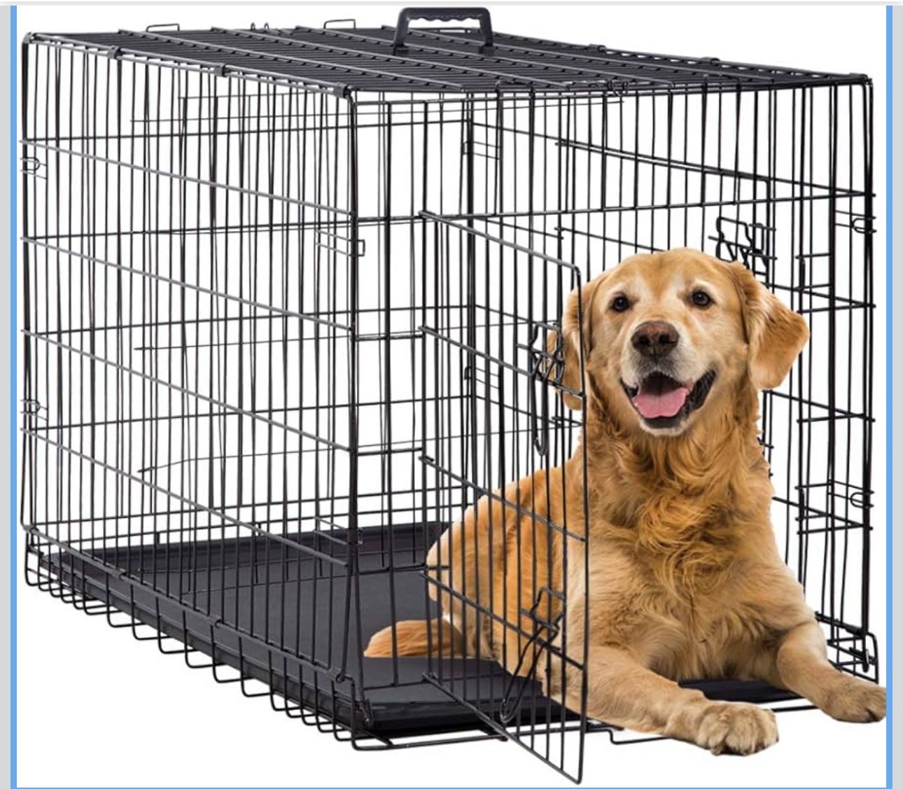 🟣 42 Inch Dog Crates for Large Dogs Folding Metal Wire Crates Dog Kennels Outdoor and Indoor Pet Dog Cage Crate with Double-Door,Divider Panel, Remov