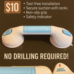 Bathroom Safety Suction Grab Bar – No Drilling Required!