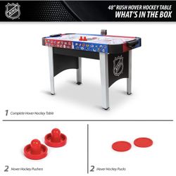 48" Mid-Size NHL Rush Indoor Hover Hockey Game Table; Easy Setup, Air-Powered Play with LED Scoring, Multicolored