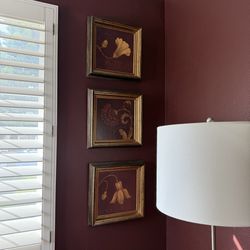 3 Gold Framed Floral Wall Art Prints