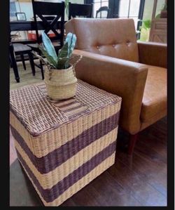 Ottoman Side Table Seating Wicker Rattan