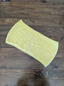 Yellow and Beige Knitted Infinity Scarf