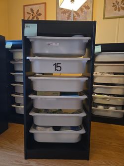 IKEA Trofast organizing unit with 6 storage bins