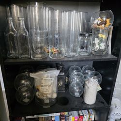 Assorted Glass Vases And Jars 
