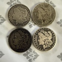 4 Morgan Silver Dollars Lot 