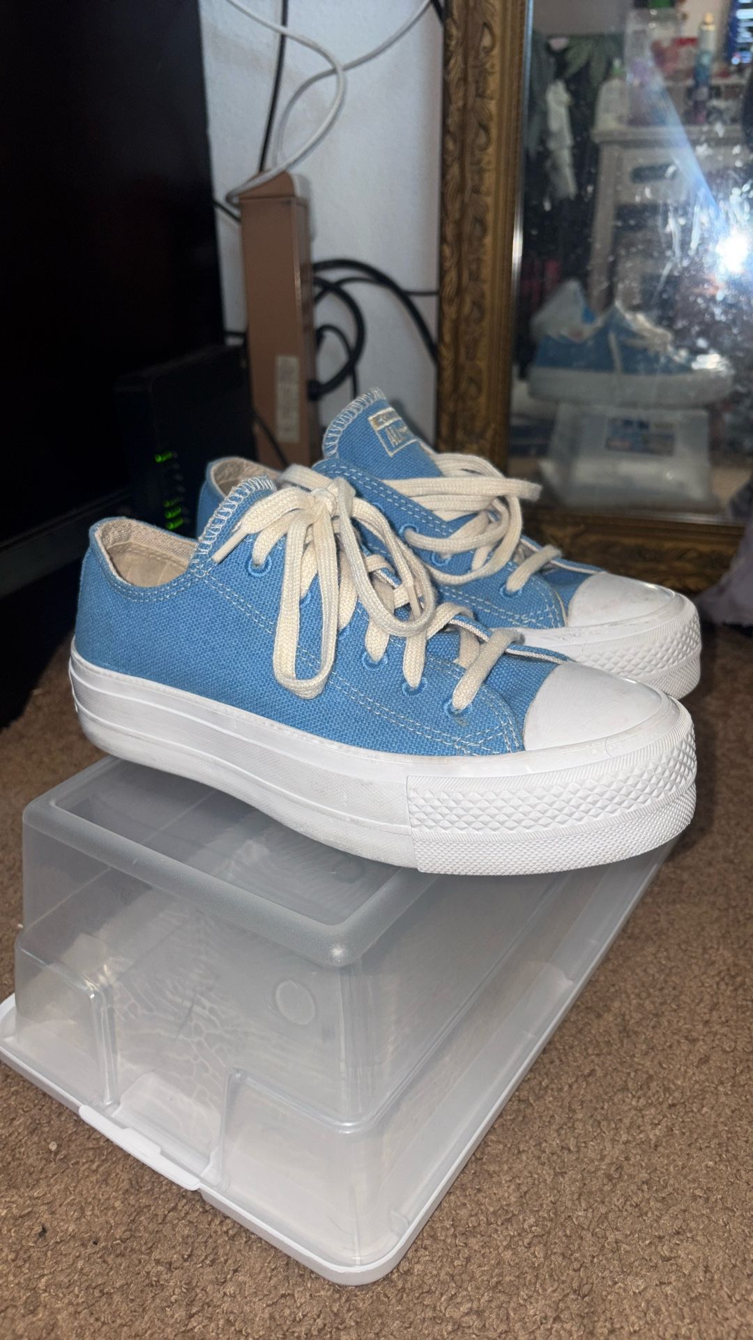 Light Blue Converse W/ Platform | Size W/6