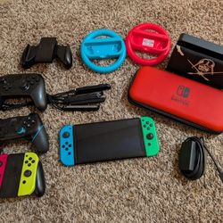Nintendo Switch OLED With Controllers And Accessories