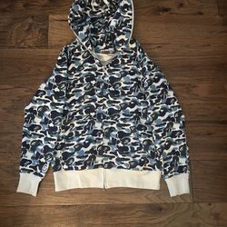 Blue Bape Hoodie Large New