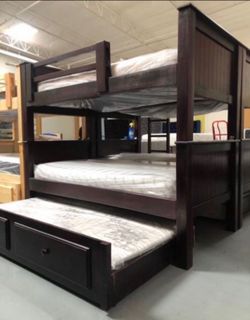 Triple twin bunk bed with mattress included