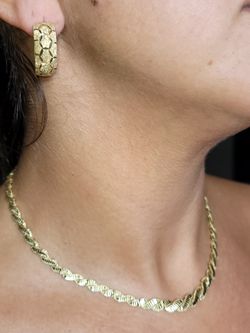 Italian Gold 14k Choker Necklace & Earring Set