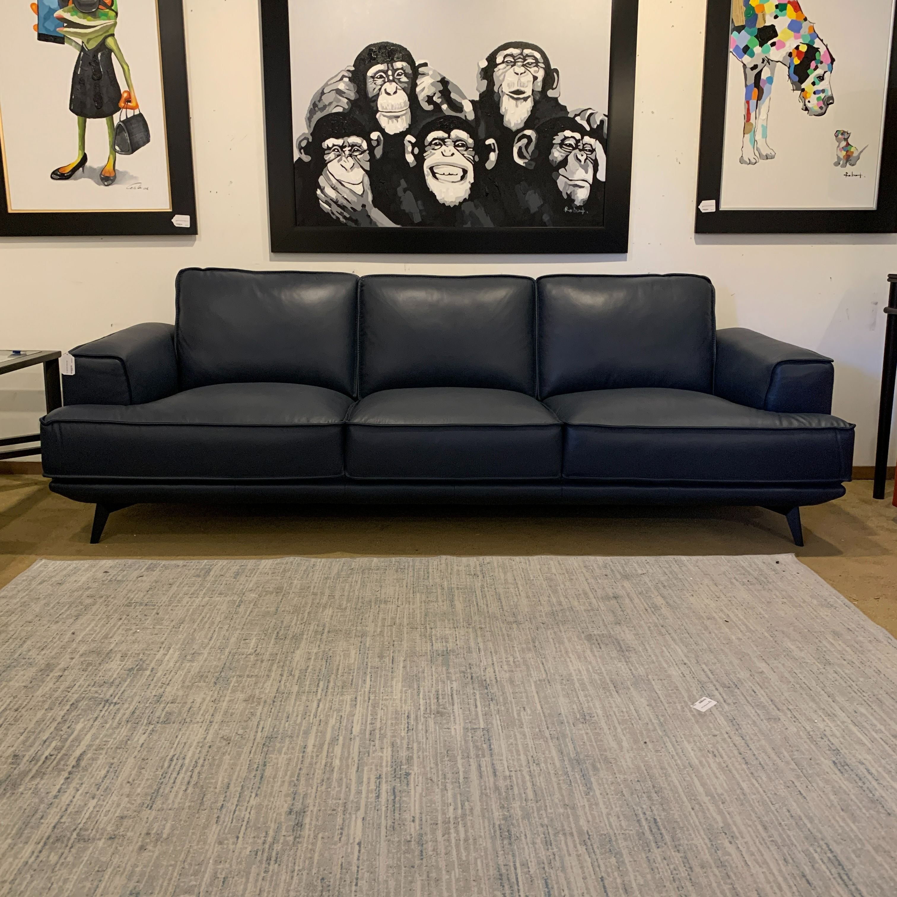 MC Style Blue Leather Sofa