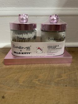 Pink Hello Kitty Glass jars with Pads and Swabs