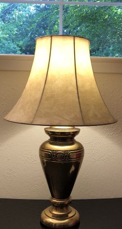 Antique Brass looking lamp with shade