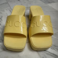 Gucci Yellow Slides Size 6