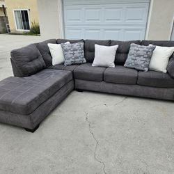 Beautiful Gray Ashleys Sectional Sofa (Delivery Available)
