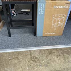 Brown Upholstered Metal Bar Stools