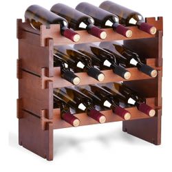 NEW 12 Bottle Wood Wine Rack 