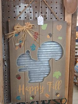Squirrel happy falls wall hang art