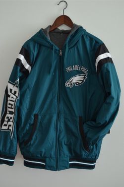 Philadelphia Eagles Hard Ball Reversible Hooded Jacket By G-III Gray / Green