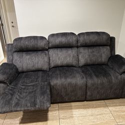 Sofa Couch Recliner - Gray - Like New 