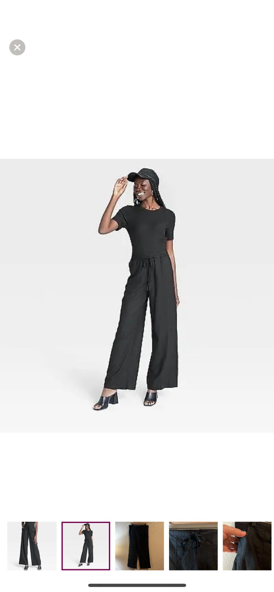 NWT VS Linen Black Wide Leg Tie Front Pants Sz 4