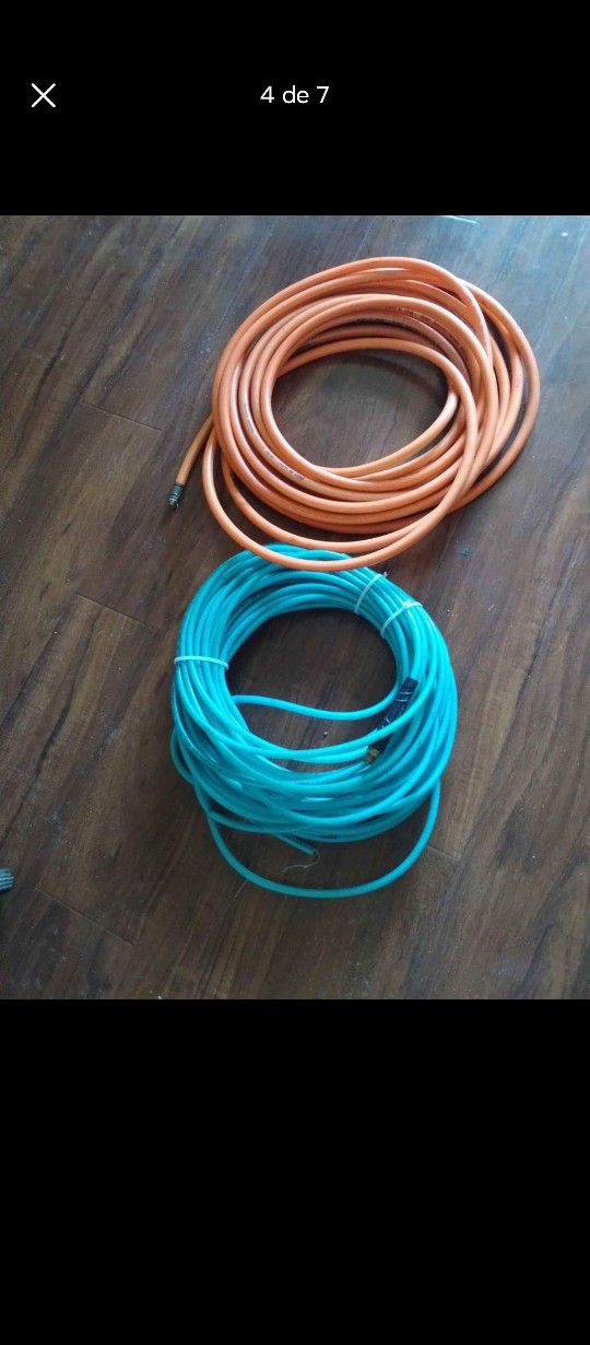 two hoses for sale one a quarter inch 100 feet simpiring one end cut the other half without phiring 50 feet 60 for both