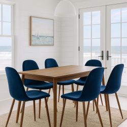 Set Of 4 Dark Blue Velvet dining chairs With Metal Legs [NEW]