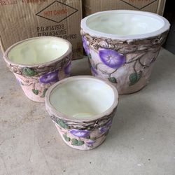 Set Of 3 Flower Pots 
